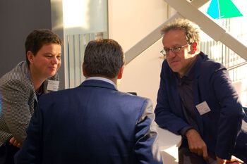 Ronja Kempin (Stiftung Wissenschaft und Politik) and Markus Jachtenfuchs (Hertie School of Governance) with PhD researcher José Piquer (POLIS, University of Cambridge)
