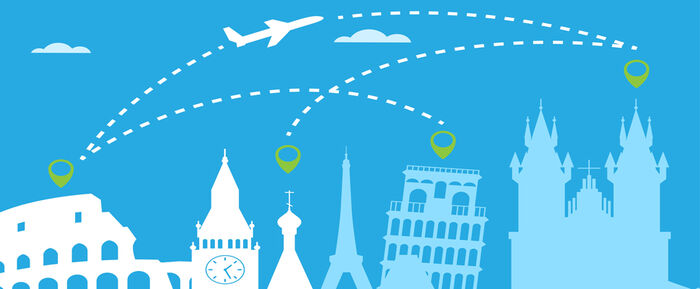 illustration of european cities connected by flights