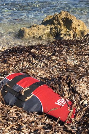 life jacket on beach